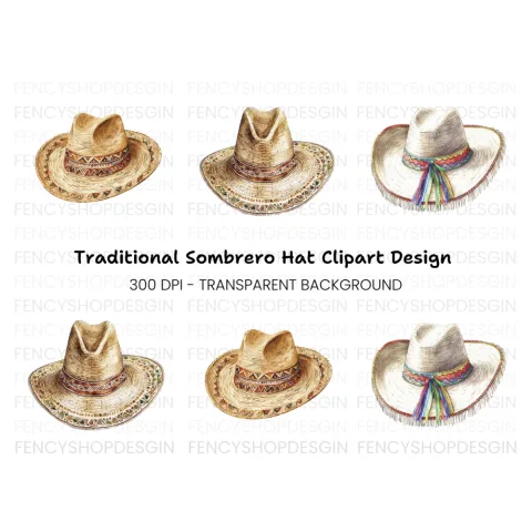 Rustic Sombrero Hat Clipart Bundle