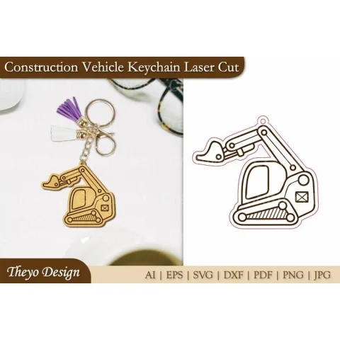 Construction Vehicle Keychain Laser Cut SVG