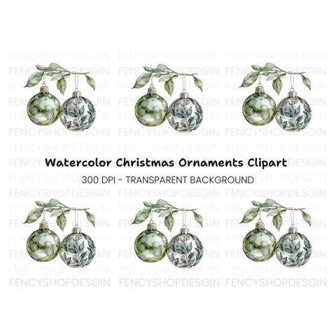 Christmas Ornaments Clipart Bundle