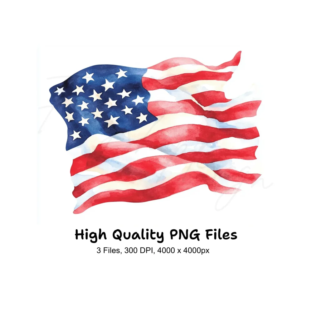 Waving American Flag Clipart Bundle