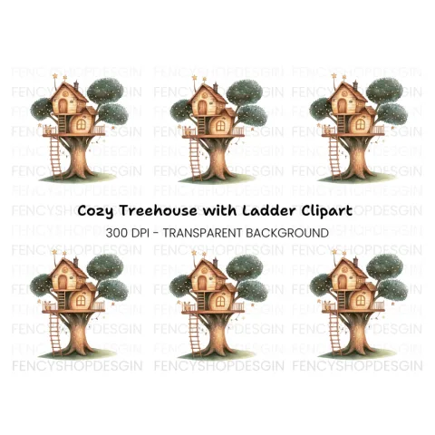 Cozy Woodland Treehouse Clipart Bundle