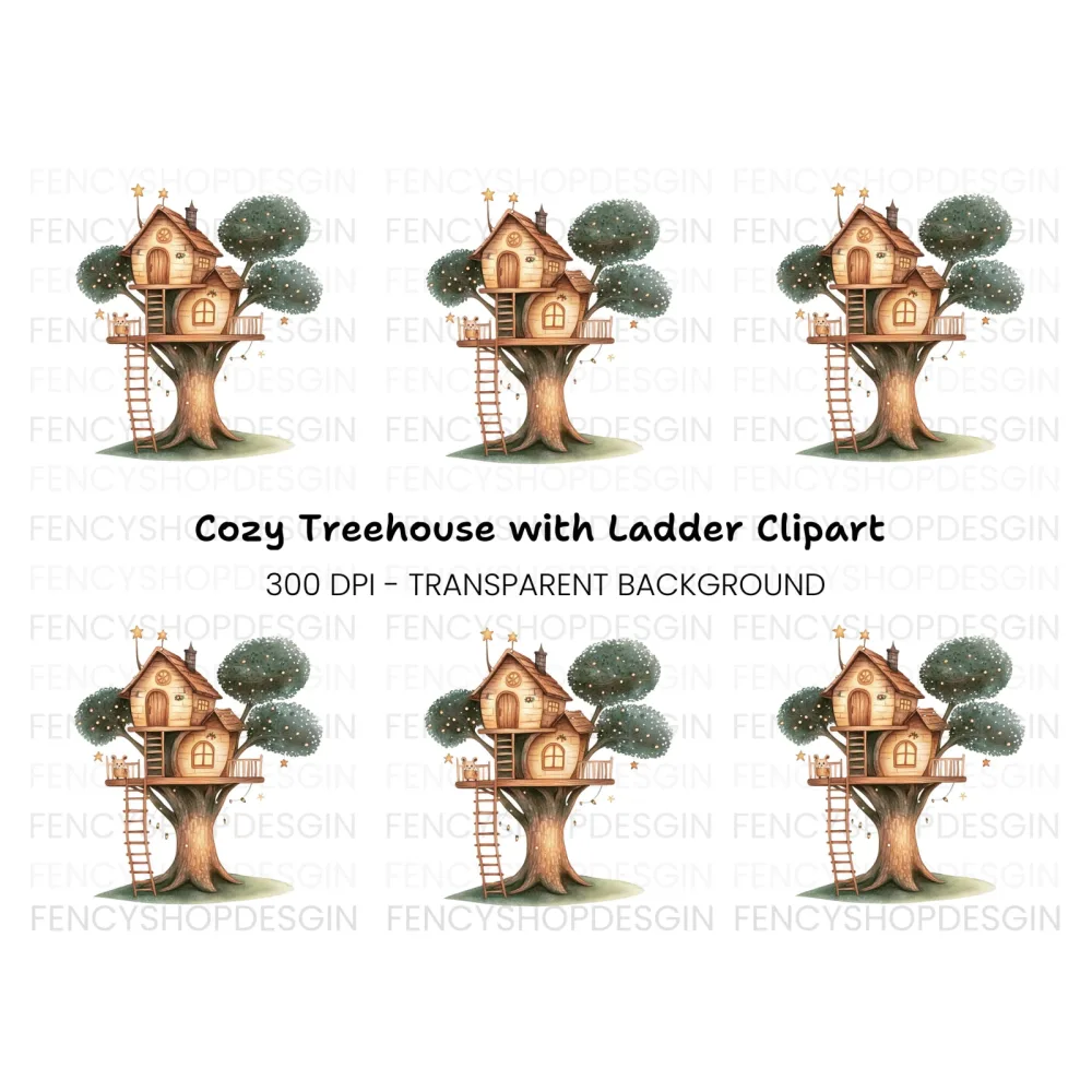 Cozy Woodland Treehouse Clipart Bundle