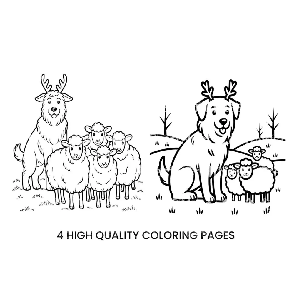 Farm Animals With Antlers Coloring Books