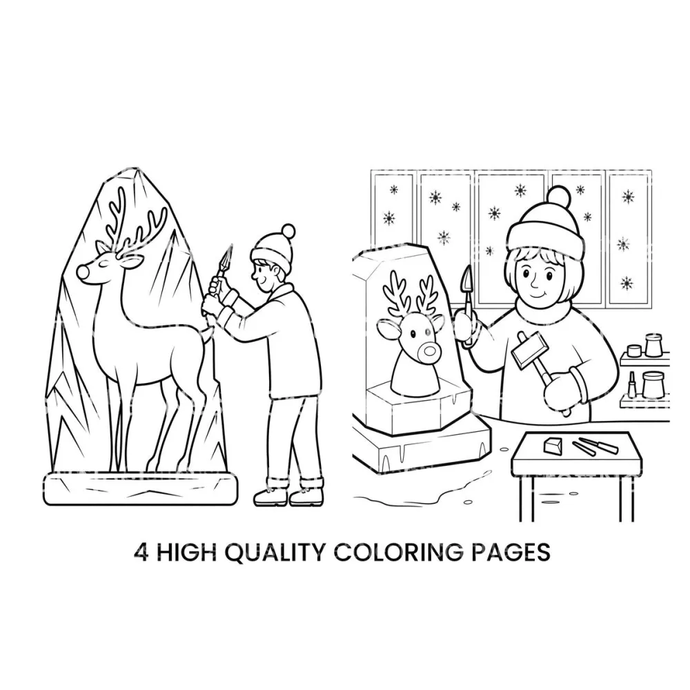 Reindeer Ice Sculpture Coloring Books