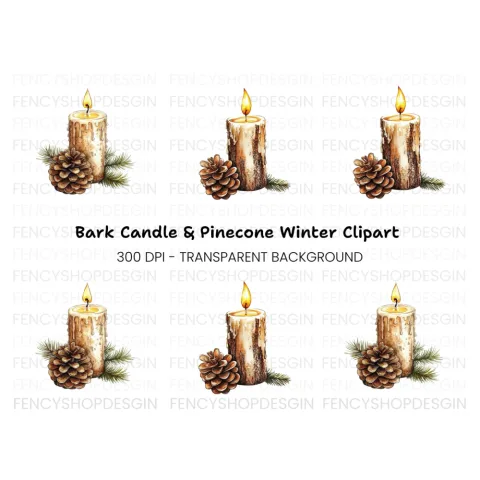 Hand Painted Holiday Candle Clipart Bundle