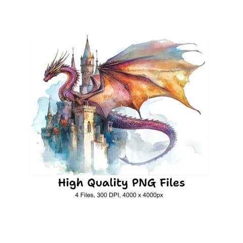 Fantasy Dragon Castle Clipart Bundle