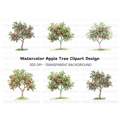 Red Apple Orchard Clipart Bundle