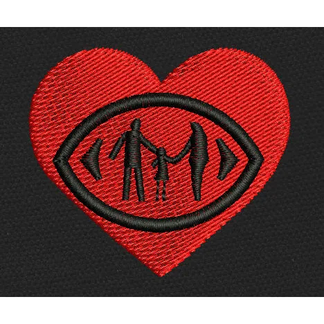 Family Heart Red Embroidery Design