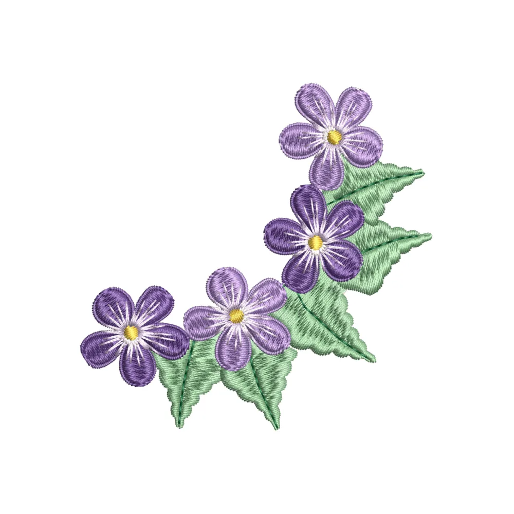 Blue Flower Embroidery Design
