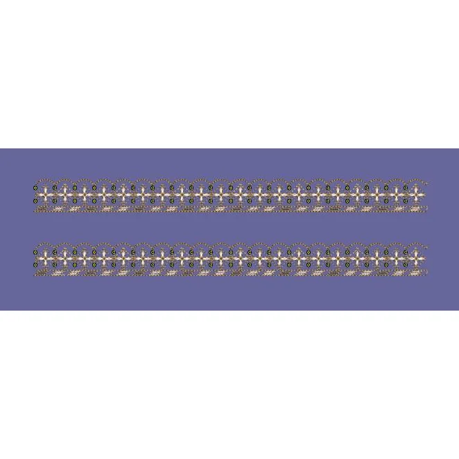 Floral Jacquard Border Horizontal Golden Lines Embroidery Design