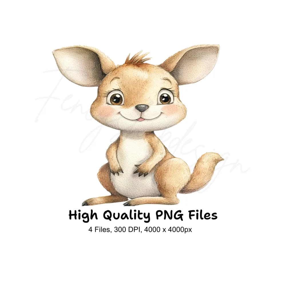 Cute Baby Kangaroo Clipart Bundle