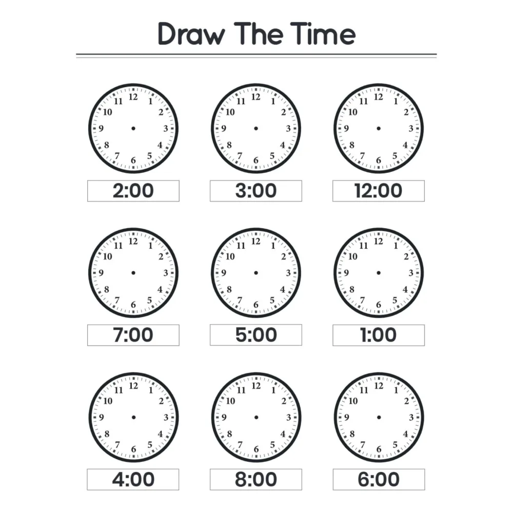 Draw the Time Worksheets for Kindergarten