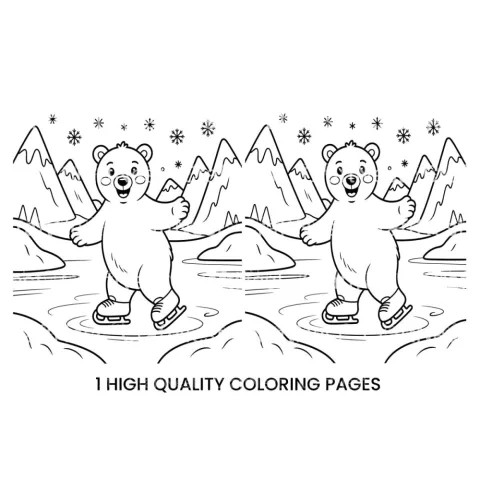 Polar Bear Ice Skating Coloring Books