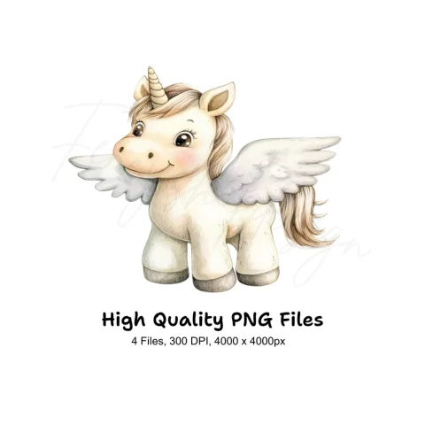 Adorable Unicorn Pegacorn Clipart Bundle