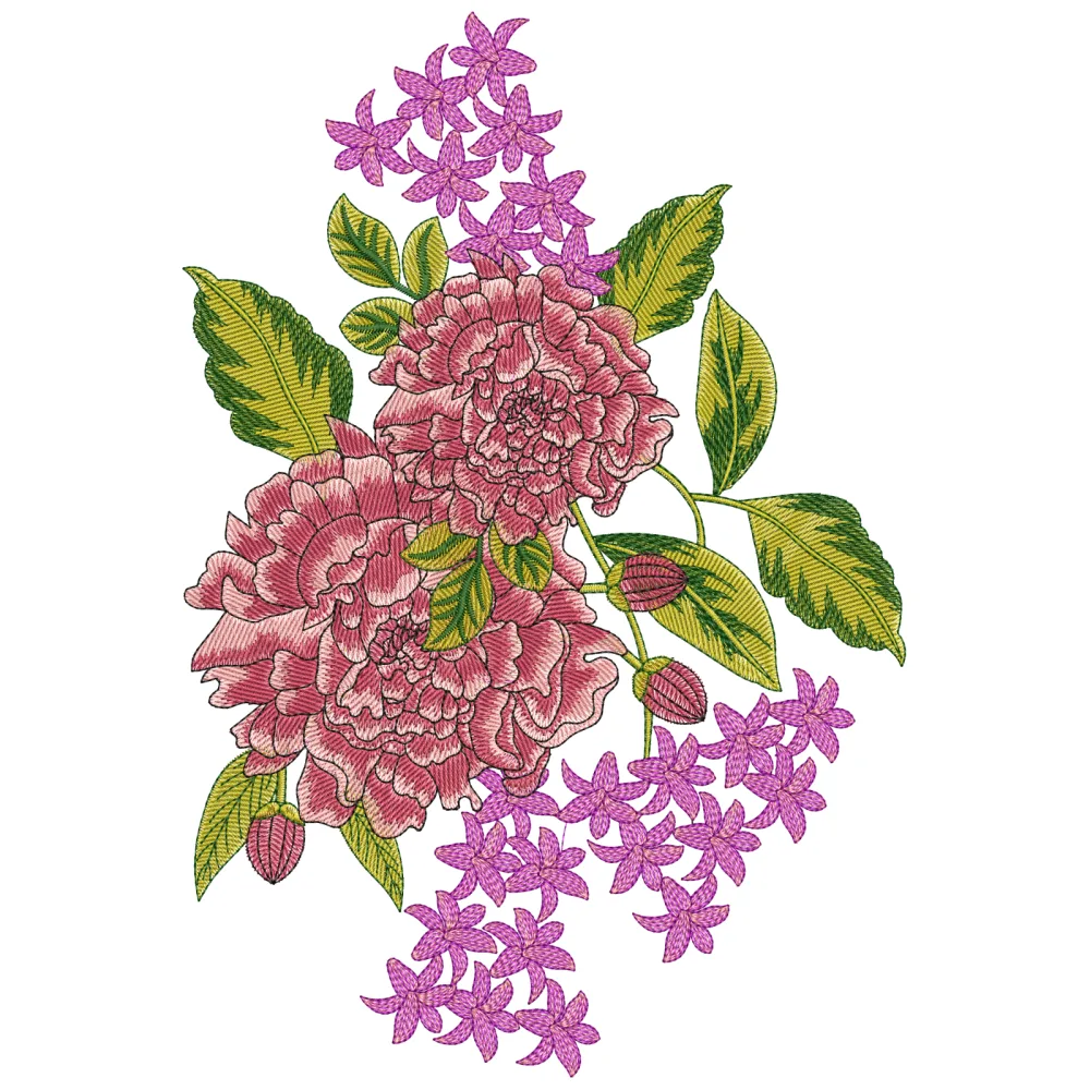 B T Flower Embroidery Design