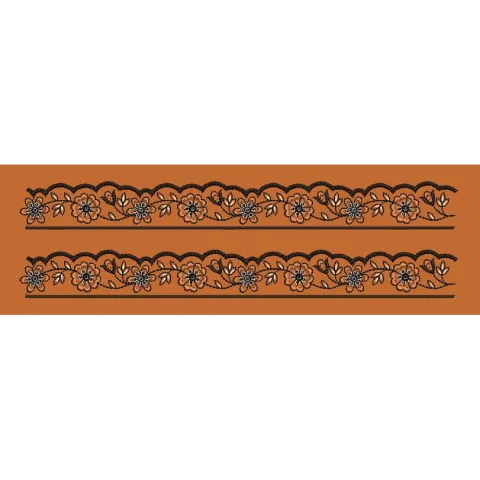 Twin Wavy Scallop Rosette Border Embroidery Design