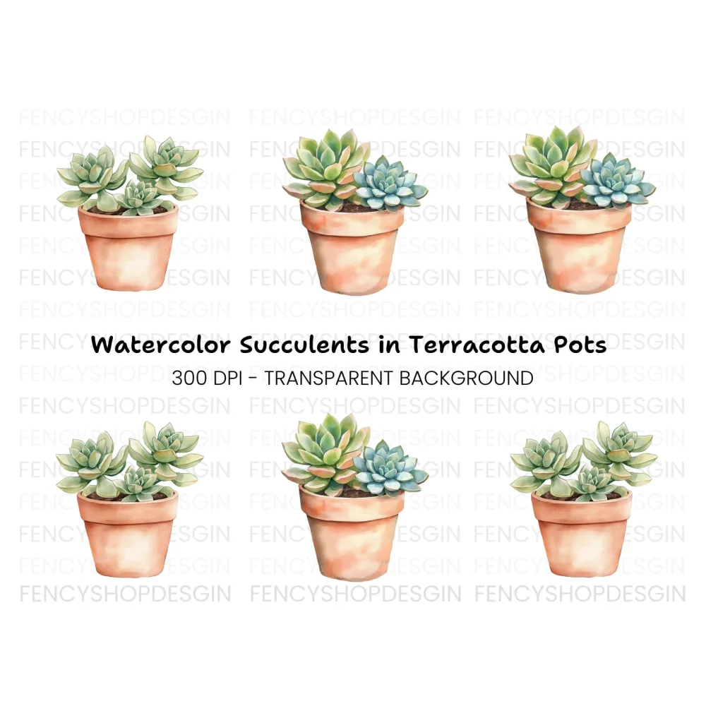 Succulent Plants Clipart Bundle