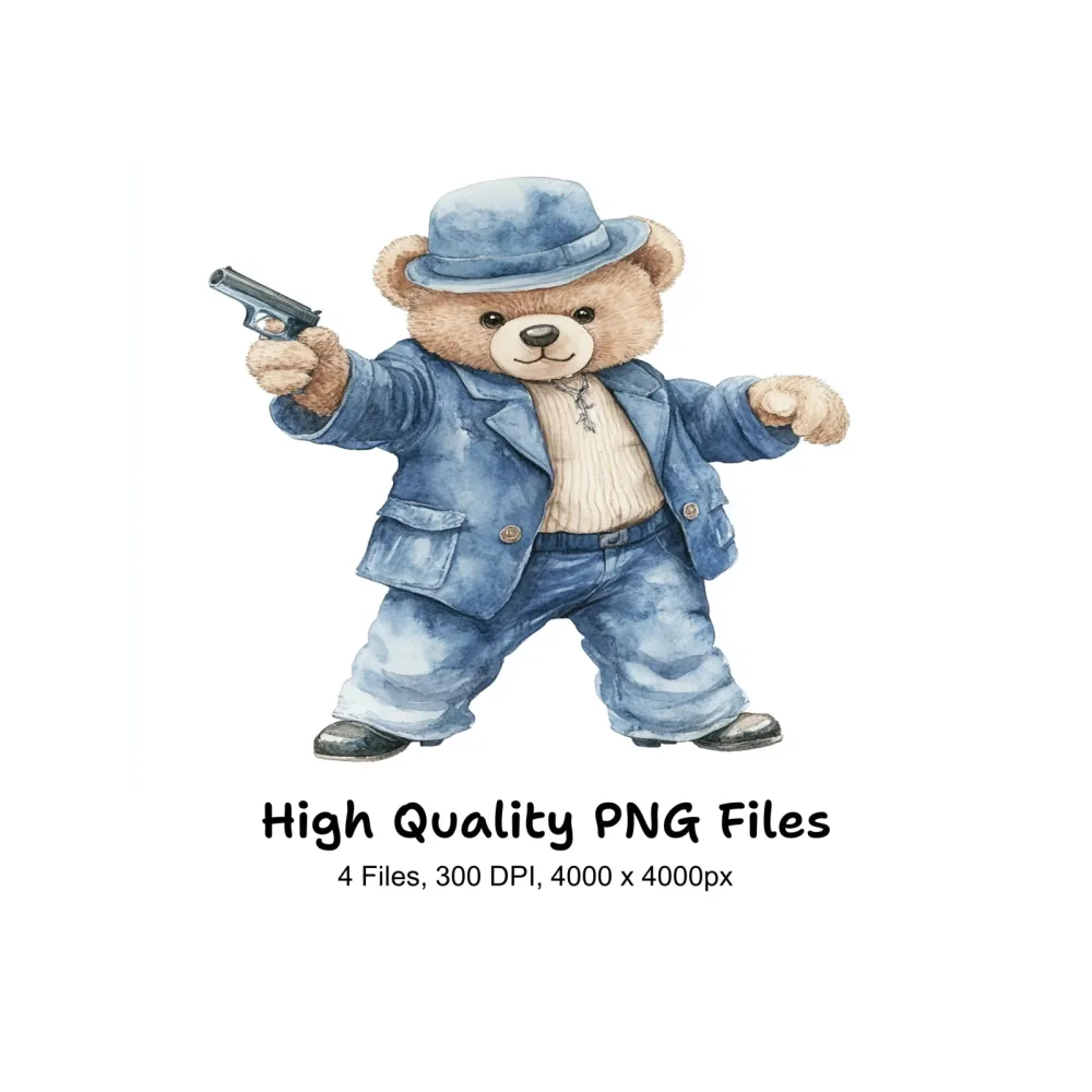 Gangster Bear Clipart Bundle