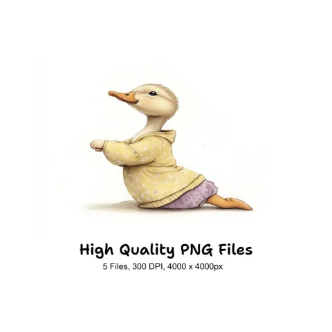 Cute Duckling Yoga Clipart Bundle