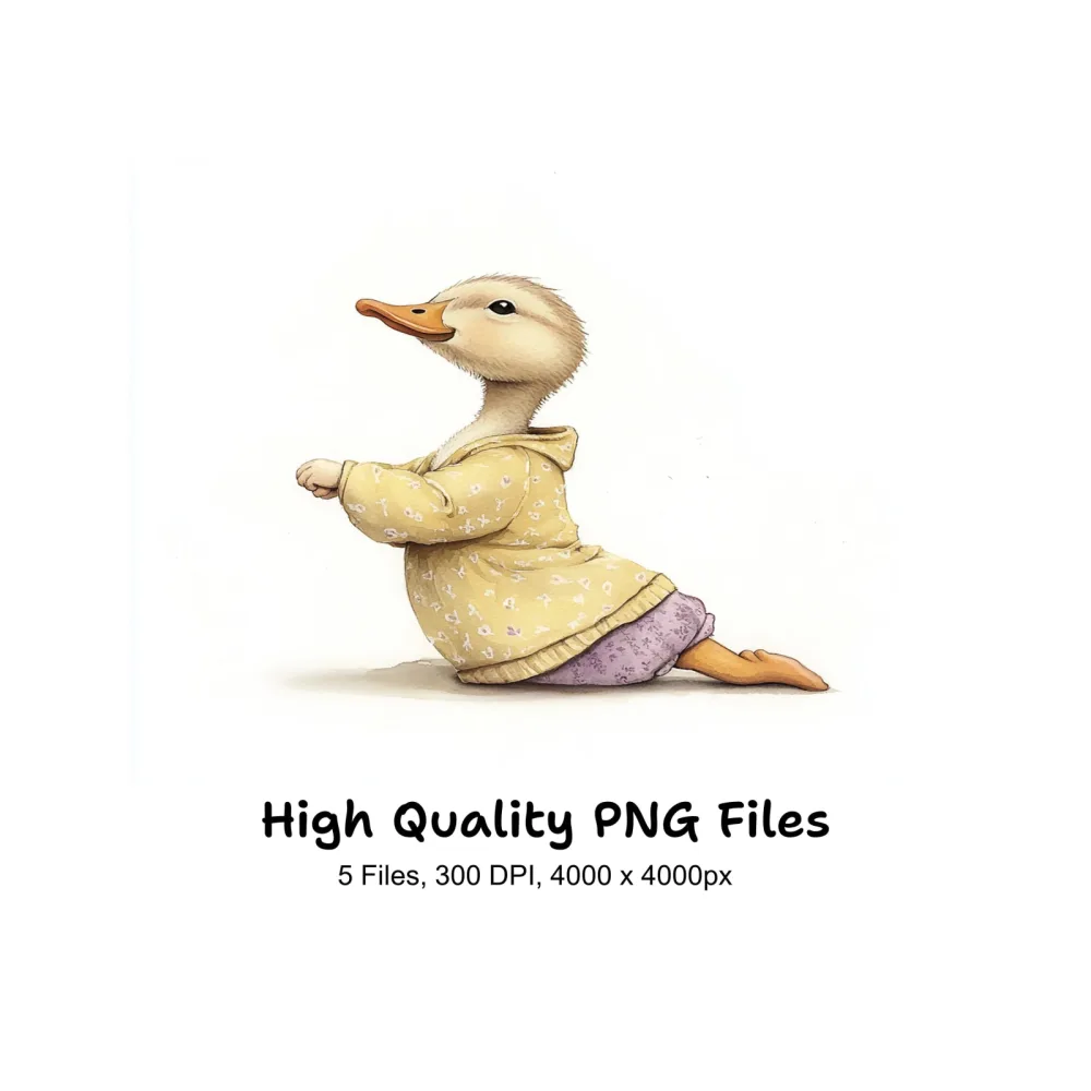 Cute Duckling Yoga Clipart Bundle