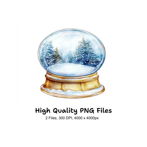 Enchanted Forest Snow Globe Clipart Bundle