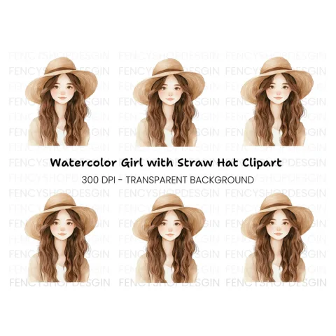 Girl With Sun Hat Clipart Bundle