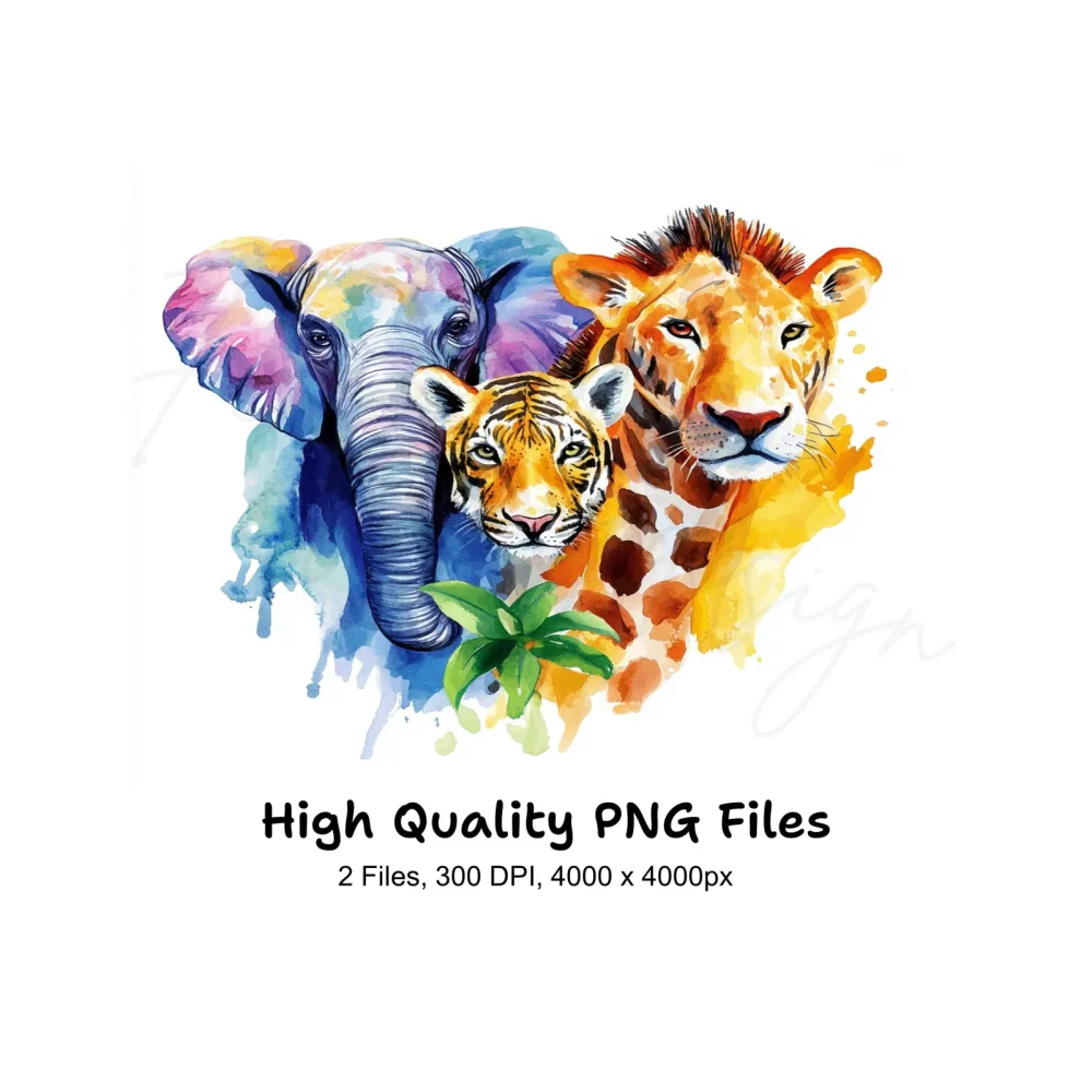 Vibrant Safari Animal Clipart Bundle