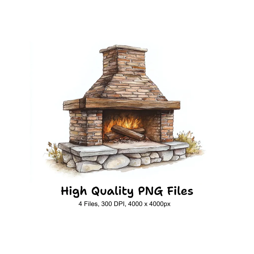 Rustic Fireplace Clipart Bundle