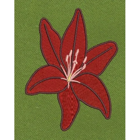 Amaryllis Red Floral Embroidery Design