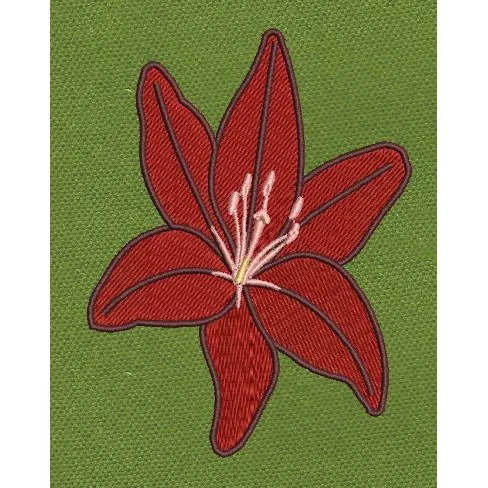 Amaryllis Red Floral Embroidery Design