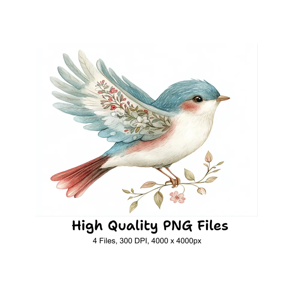 Floral Birds Clipart Bundle