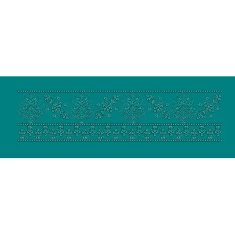 Teal Chikan Kari Style Floral Border Embroidery Design