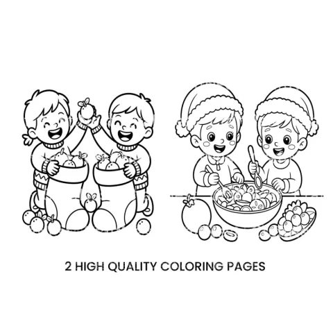 Christmas Stocking Fruit Coloring Books