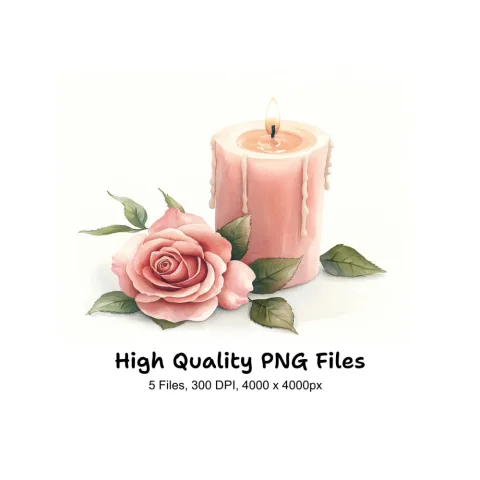 Candle Rose Clipart Bundle
