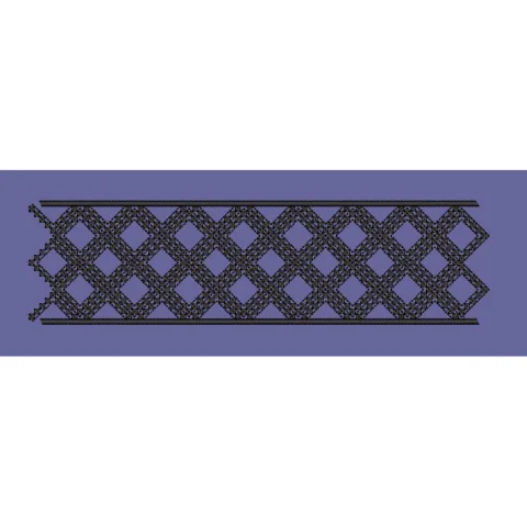Diamond Lattice Industrial Grid Border Embroidery Design