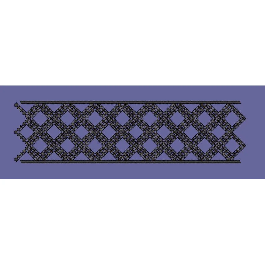 Diamond Lattice Industrial Grid Border Embroidery Design