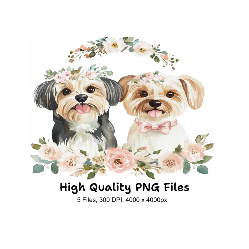 Adorable Puppy Wedding Clipart Bundle