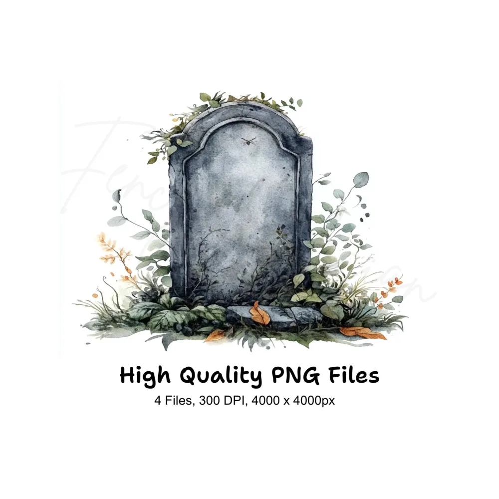 Autumn Halloween Gravestone Clipart Bundle
