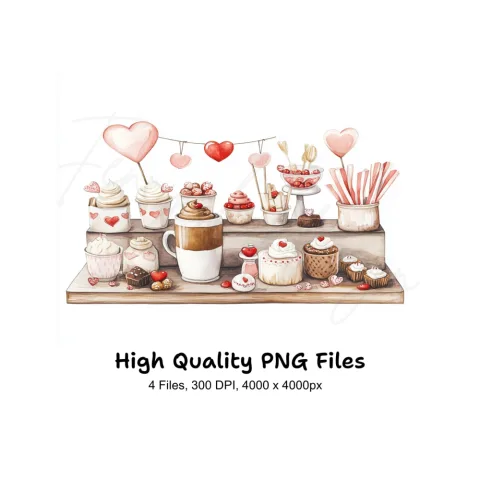 Valentine's Day Hot Chocolate Bar Clipart Bundle