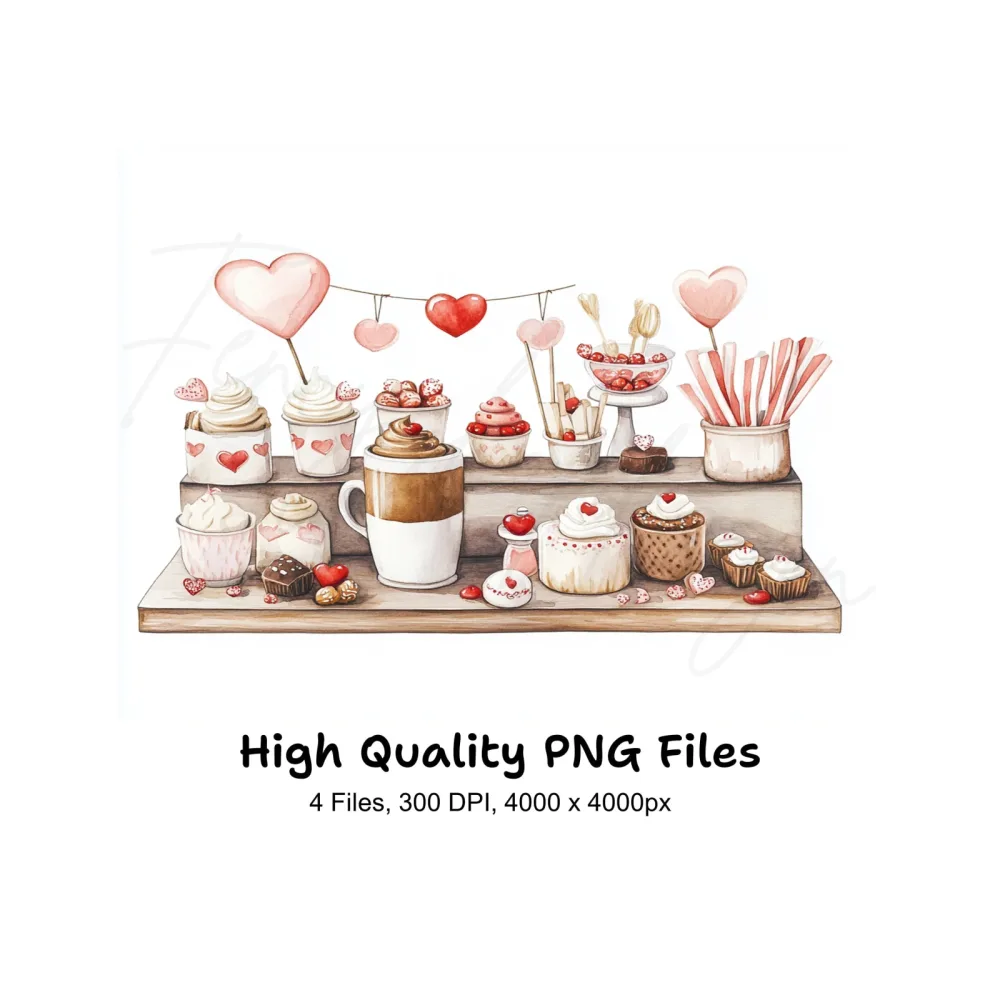 Valentine's Day Hot Chocolate Bar Clipart Bundle