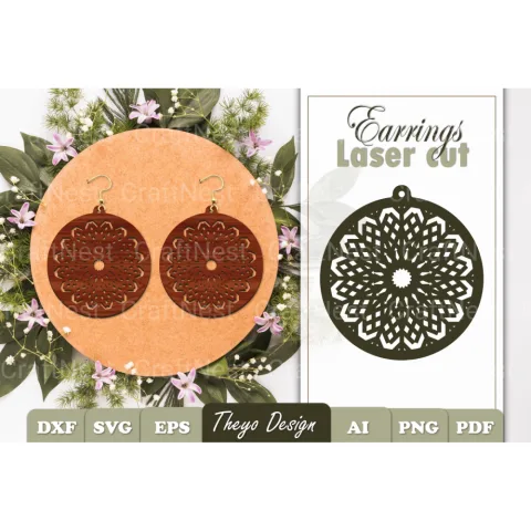 Snowflake Mandala Earrings SVG Bundle