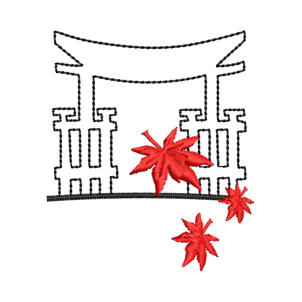 Red Leaves Embroidery Design