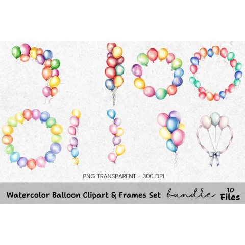 Balloon Frames Clipart Bundle