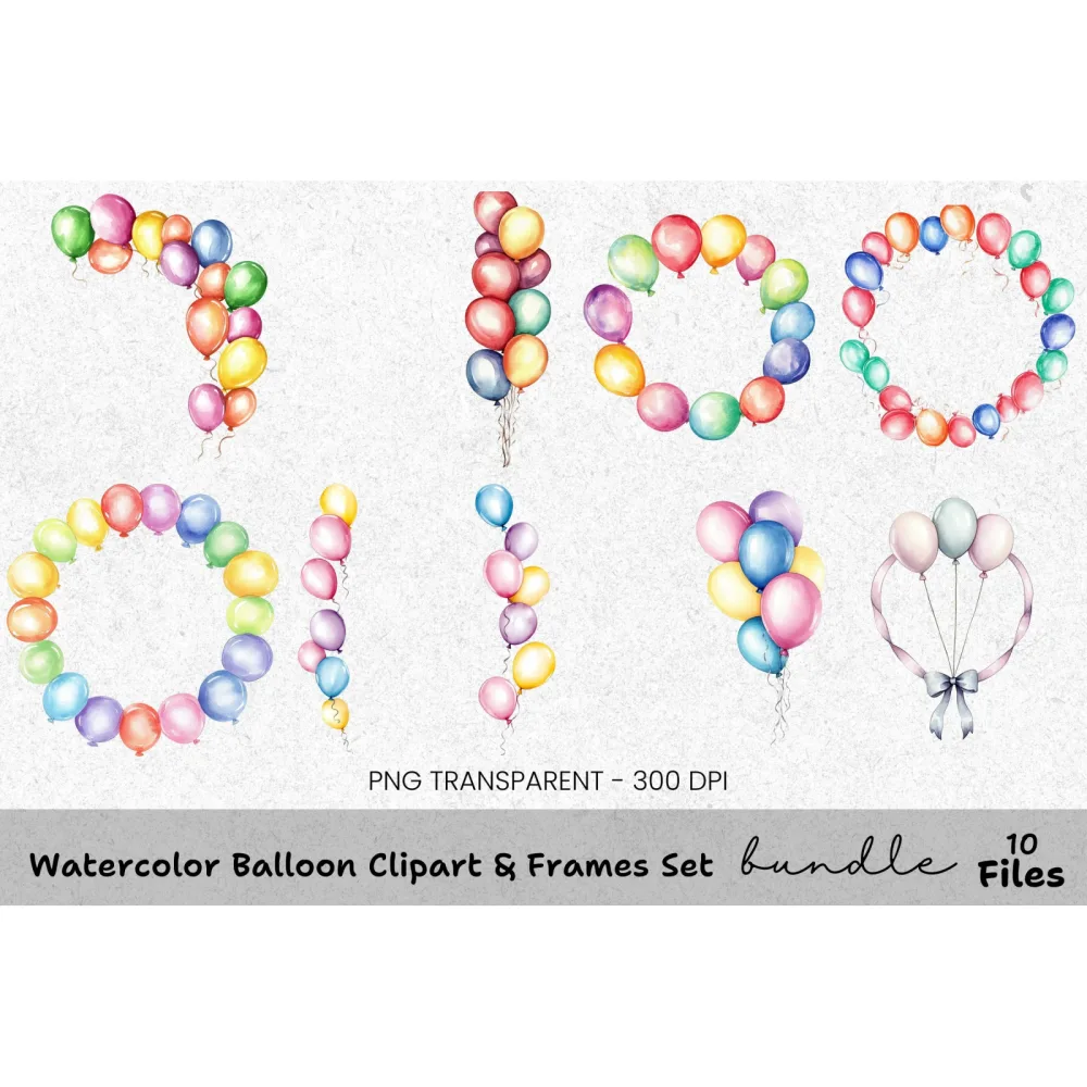 Balloon Frames Clipart Bundle