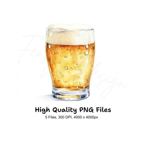 Golden Beer Glasses Clipart Bundle