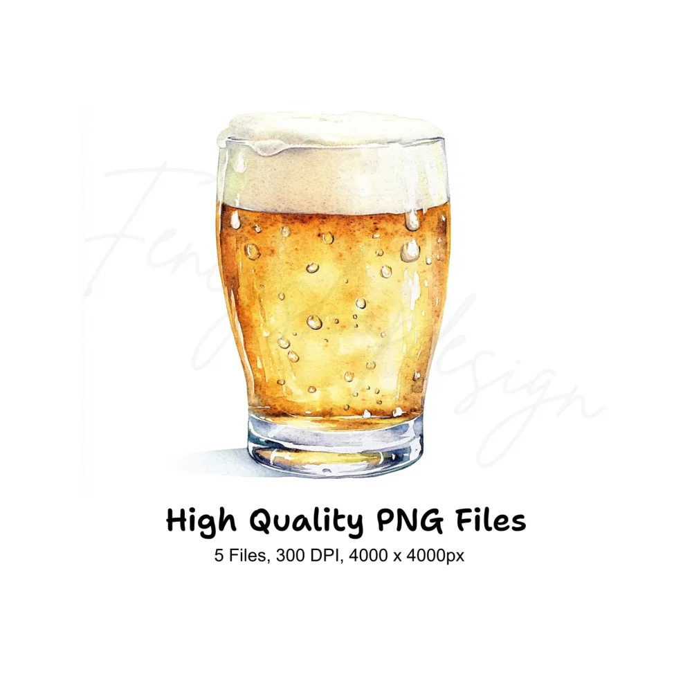 Golden Beer Glasses Clipart Bundle
