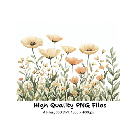 Soft Pastel Floral Clipart Bundle