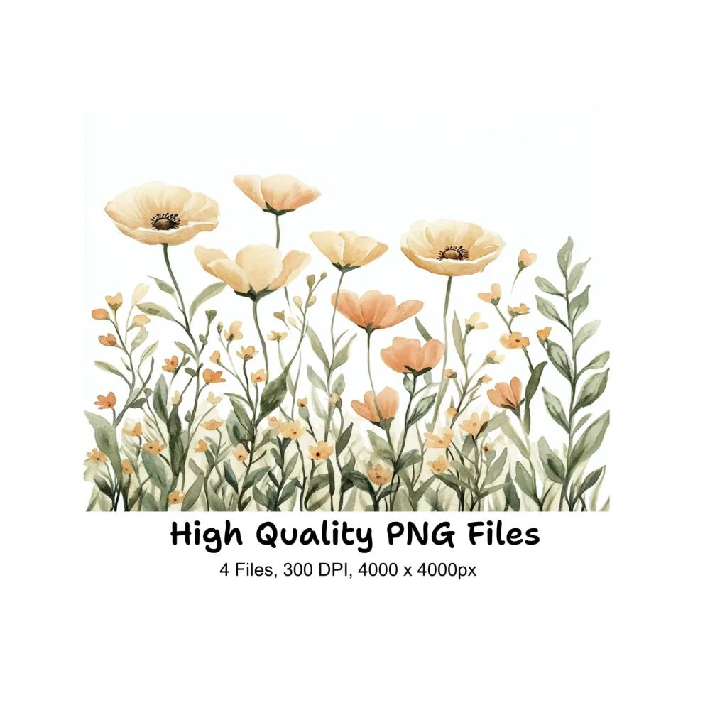 Soft Pastel Floral Clipart Bundle