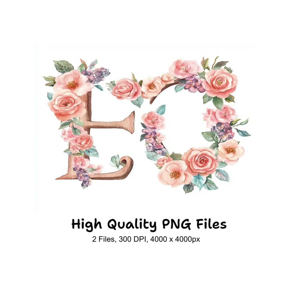 Floral Alphabet Clipart Bundle