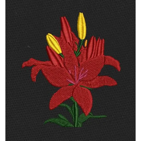 Red Lily Embroidery Design